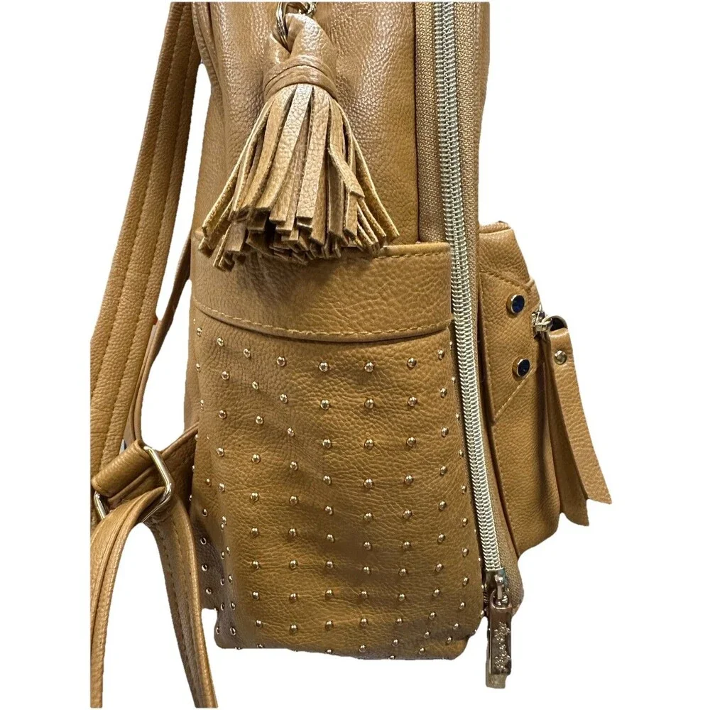 Itzy Ritzy Chelsea+Cole Studded  Mini Diaper Bag Caramel Backpack Tan